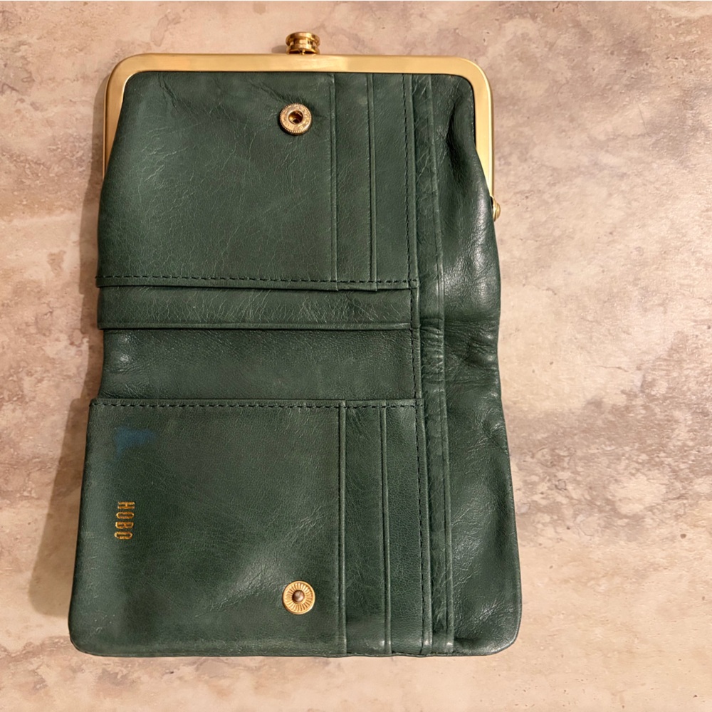 HOBO Forest Green Leather Wallet